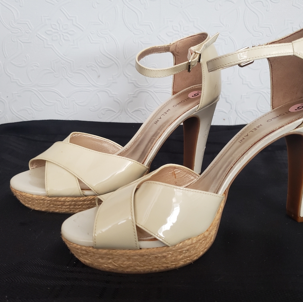 Antonio Melani Nude Heeled Ankle Strap Sandals
